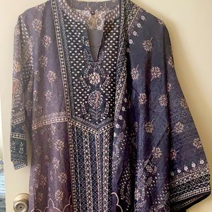 Chikunkari work and cut work with soft dupatta chudidar